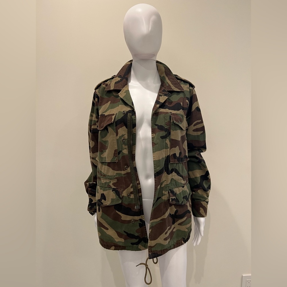 Authentic Saint Laurent camouflage zip up jacket unisex sz XS oversized
